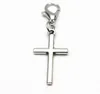 100pcs/Lot Tibetan Silver Cross Charms Pendants lobster Clasp Dangle Charms for Jewelry Making DIY Bracelet Necklace