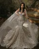 Chérie sirène robes de mariée avec Wrap dentelle appliquée grande taille robes de mariée 2021 nigérian arabe robe de mariage