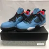 Box With New Travis X 4 IV Classic Houston University Blue Sports Basketball Shoes for Men 4S Designer Trackers Sneakers Storlek 7-13