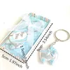 Party Favor 10PCS/LOT Pink/Blue Baby Carriage Design Key Chains Birth Christening Gift Keychain Shower Favors Souvenir