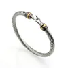 Wholesales(10pcs)Fashion Titanium Stainless Steel Men Hook Bracelet Gold Steel Color Twist Cable Wire Bracelets & Bangles