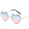 Wholesale Love Frameless Cut Hearts Sunglasses Heart Shaped Wave Sunglasses Women's Crossover Mesh Multicolor Glasses Top Quality Sunglasses