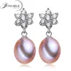 Stud YouNoble Fashion White Real Natural Fresh Water Pearl Earring 925 Sterling Silver Jewelry Women Birthday Gift Brincos Perolas2768