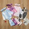 Baby Boys Girls Tie Dye Kläder Ställer Långärmad Romper + Byxor + Heapband 3st / Set Boutique Spädbarn Bomull Outfits M2784