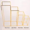 Golden Wrougth Iron Geometric Wreath Stand Wedding Decoration Props Road Leading Metal Display Flower Stand Stage Setting Decoration Props