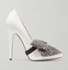 Perfect Strass Bow White Patent-leather Women Pumps Lady High Heels Famous Party Wedding Dress With Box,EU35-43