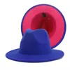 Nowy klasyczny dwuosobowy czapka Fedoras Fedoras For Men Women sztuczna wełniana mieszanka Jazz Cap One Brim Church Derby Flat Hat 10pclot7535140