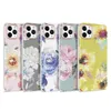 Slitstarkt guldpläterade blommor Fodral för iPhone 12 Mini 11 Pro XS Max XR X 8 7 Plus Elektroplätering IMD Mönster Mjukt TPU Telefonkåpa