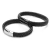 Bracciali in vera pelle da uomo 126mm Chiusure magnetiche in acciaio inossidabile Pelle bovina intrecciata Bracciale alla moda Bracciale pulsara hombre9043275