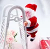 تسلق عيد الميلاد سانتا كلوز دمية الكهربائية مزدوجة سلم ألعاب شجرة عيد الميلاد الحلي أطفال موسيقى هدايا لعبة شنق دمية الشحن البحري LSK1296