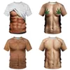 Rolig 3D-muskel T-shirt Män Sommar Kortärmad Fitness Tee Cool Streetwear 3D-tryck Fake Muscle T-shirt 3D Abdominal Toppar Male YJL554