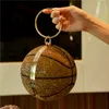 Designer- Bee In FLy Basketball Round Ball Gold Clutch Purses for Women Evening Rhinestone Handbags Ladies Party Dinner Bag243x