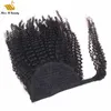 Natural Color Kinky Curl Afro Curly Hair Extensions Ponytail Peruvian VirginHair Wrap Around HOOK & LOOP 12-30inch