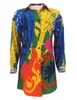 New Fashion Women Shirt Dress Long Sleeve Vestidos Designer Dresses Colorful Painted One Piece Wholesale Clothing