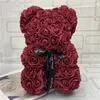 Rose Teddy Bear New Valentines Day Gift 25cm Flower Bear décoration artificielle Cadeau de Noël pour les femmes Valentin cadeau Sea Way EE3227717