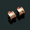 Europe America Style Lady Women Titanium Steel Graved B Initials Spiral Springs C-Shape Stud Earrings 2 Color209V