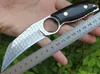 High End Damaszek Karambit Claw Nóż VG10 Damaszek Blade Steel Full Tang Ebony Uchwyt Na zewnątrz Noże Taktyczne ze Skórzaną osłoną