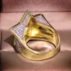 Big Bling Zirkon Stein Gold Hip Hop Stern Pentagramm Ring für Frauen Mann Mode Schmuck 2020 Neue Hochzeit Verlobung Ring228J