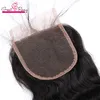 Hårstängning Löst djupvåg Brasiliansk spets framstängning Middle 3 delar Virgin Human Hair Top spetsstängning med babyhår PR2516445