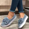 Femme Bow Appartements Dames Slip sur Chaussures de marche Femmes Flock Mocassins Baskets Casual Femmes Femmes Nouvelle Mode X50r R0ok #