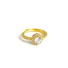 Funkelnder Halo-Zirkon-Ring, 18 Karat Gelbgold gefüllt, Hochzeit, Braut, Damenring, Größenanpassung, eingelegter klarer Stein
