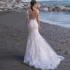 Сексуальные совок с длинными рукавами русалки свадебные платья Abito da Sposa Smoothgown Vestido de Casamento