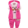 Bébé filles garçons Minions ensembles de vêtements enfants nouveau printemps et automne dessin animé coton costume à capuche gilet + t-shirt + pantalon ensemble de vêtements