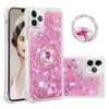 Coques de téléphone de sable à paillettes liquides avec béquille pour Iphone 7 8plus Xr 12 11 13 14 Pro Max Samsung S20 Note 20 Bling Floating Waterfall TPU Protector Cover