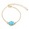 Neue Mode Opal Hand Charme Armband Gold Kette Armbänder für Frauen Blau Rosa Palm Handgemachten Schmuck Geschenke Dropshipping