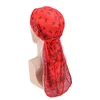 New Women Me's Silk Durag Bandanas Insect Print Hats Long Tail Pirate Hat Waves do doo du rag Headband Headwear Hair Accessories