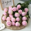 5 pièces 3 têtes Lulian soie fausse branche de rose rouge fleurs artificielles pour la décoration de la maison fête de mariage cadeau automne chambre décoration 1227w