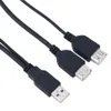 USB 2.0 Type A Male to 2 Double Dual Power Supply USB Female Splitter Extension Cable HUB Charge Cord for Hard Disks Printers