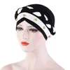 Muslimska kvinnor elastiska flätor kors piska pärlor korsa silkeslen hatt kepsar scarf beanie caps hijab headwear head wrap hair accessories