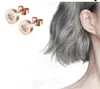 Boucles d'oreilles en diamant avec chiffres romains version coréenne de boucles d'oreilles en acier au titane zircon de haute qualité en or rose pour hommes et femmes