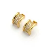 Europe America Style Lady Women Titanium Steel Graved B Initialer Full Diamond Spiral Stud Earrings 3 Color1599113