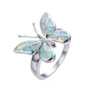 Cluster Rings Cute Butterfly Animal Design Ring Imitation Blue Fire Opal For Women Accessories Jewelry Bohemian Statement Girl Gif1557357