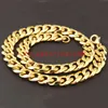 Kettingen 17mm Breed Roestvrij Staal Goud Kleur Cubaanse Curb Schakelketting Waterdichte Mannen Armband Of Ketting Verschillende Maten 7-40inches1