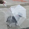 Pet Parasol Teddy na zewnątrz Waterpoof przezroczyste parasole długie parasole z smyczy psa szczeniaka suche i wygodne w deszczu Lsk1173