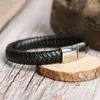 Genuine Leather Bracelets Men 126mm Stainless Steel Magnetic Clasps Cowhide Braided Wrap Trendy Bracelet Armband pulsera hombre7436717