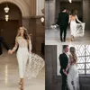 Boho Jumpsuit Beach Dresses Jewel Neck Long Sleeve Backless Ankle Length Bridal Outfit Lace Summer Wedding Gowns