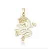 14K Gold Iced Out Dragão Chinês Pingente Pingente Cz Bling Pingente Mens Hip Hop Micro Pave de Zircônia cúbica Diamonds4658371