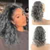 Натуральный слойный клип в афро-парикмахерские булочки выделяют серые волосы цвета человеческие волосы афро кудрявый хвост Chignon Drawstring для чернокожих женщин бесплатный Shipp