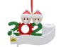 Ornamento de quarentena de PVC árvore de natal pendente decoração presente boneco de neve família de com máscara sanitizada mão