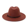 Wholesale Vintage Wide Brim Wool Felt Fedora Hats with Belt Buckle Men Woman Panama Cap Jazz Trilby Party Formal Hat