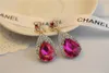 Beautiful crystal stone dangle pendant earrings Fashion luxury ins sparkling diamond stud earrings for woman girls