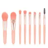 Premium 8 Pcs Mini Pinceaux De Maquillage Ensemble pour Ombre À Paupières Blush Cosmétiques Pro Manche En Bois Brosse À Cheveux Doux Outils De Maquillage Accessoires DHL Gratuit