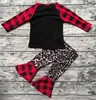 Baby Girl Clothes Sets Plaid Toddler Christmas Tree Letter Printed Tops Flared Pants 2pcs Set Long Sleeve Pumpkin Children Outfits 5913