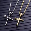 Pendant Necklaces HNSP Hip Hop Rock Baseball Gold Cross Necklace For Men Male Stainless Steel Chain Jewelry1