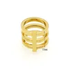 Annelli a grappolo Fashion 3 file a strati Midi punk anello con oro 24k in oro per donne gioielli in acciaio inossidabile intero19347615