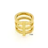 Anéis de cluster Moda 3 linhas em camadas Midi Punk Knuckle Anel 24k Cor de Ouro para Mulheres Jóias de Aço Inoxidável Whole12591